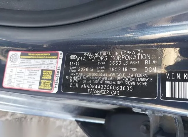 KNADN4A32C6063635 2012 2012 KIA Rio- EX 9