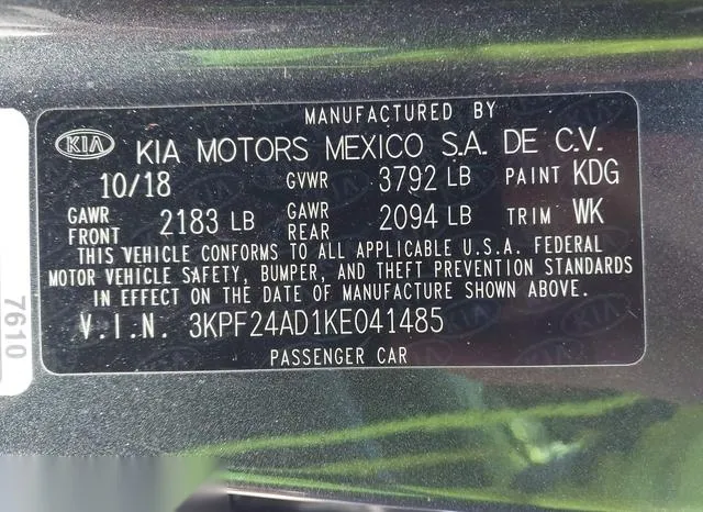 3KPF24AD1KE041485 2019 2019 KIA Forte- Lxs 9