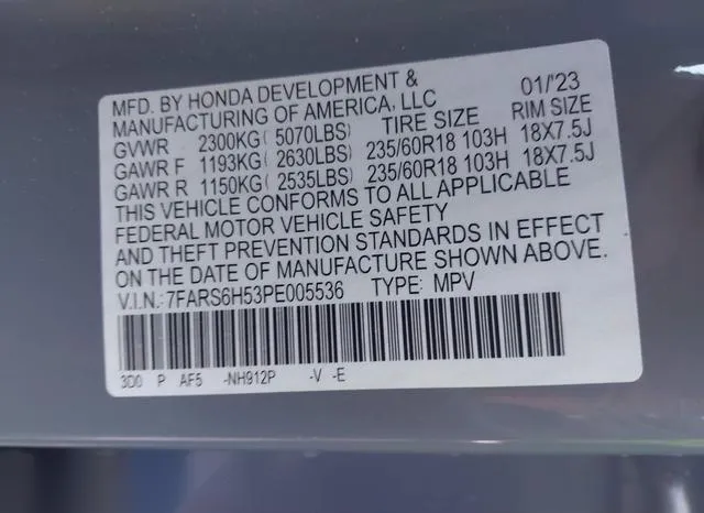 7FARS6H53PE005536 2023 2023 Honda CR-V- Hybrid Sport 9