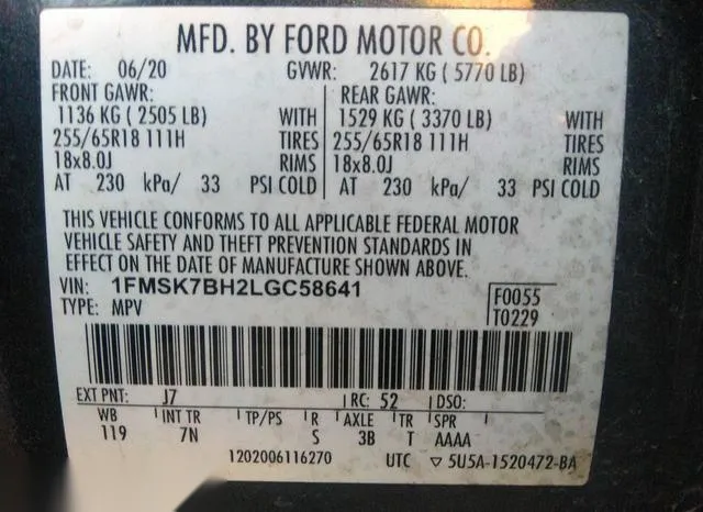 1FMSK7BH2LGC58641 2020 2020 Ford Explorer 9