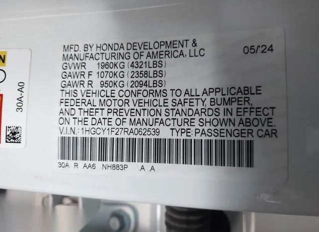 1HGCY1F27RA062539 2024 2024 Honda Accord- LX 9