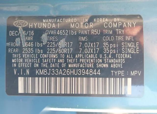 KM8J33A26HU394844 2017 2017 Hyundai Tucson- Eco 9