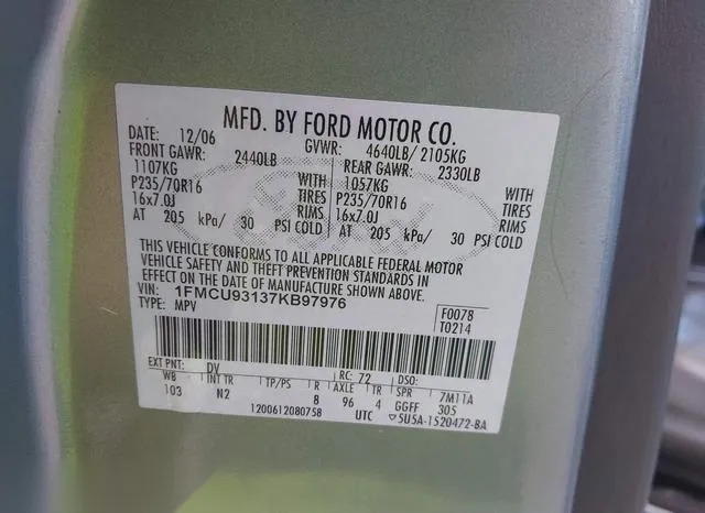 1FMCU93137KB97976 2007 2007 Ford Escape- Xlt/Xlt Sport 9