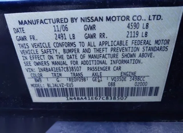 1N4BA41E67C838507 2007 2007 Nissan Maxima- 3-5 SE 9