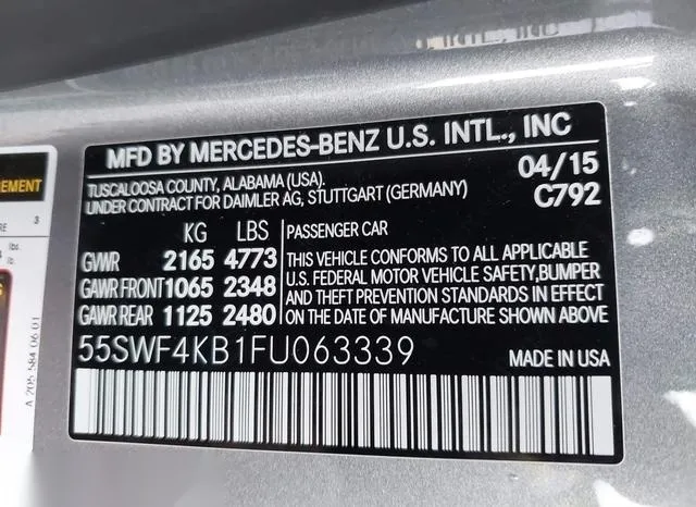 55SWF4KB1FU063339 2015 2015 Mercedes-Benz C 300- 4Matic/Lux 9