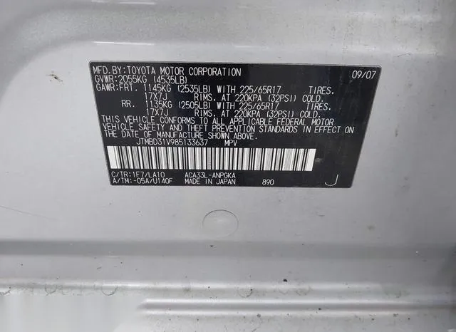 JTMBD31V985133637 2008 2008 Toyota RAV4- Limited 9