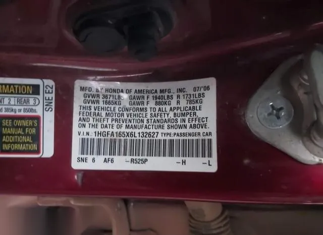 1HGFA165X6L132627 2006 2006 Honda Civic- LX 9