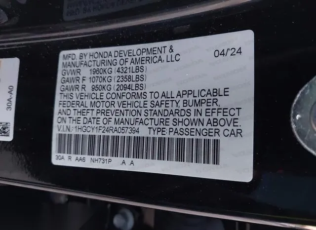 1HGCY1F24RA057394 2024 2024 Honda Accord- LX 9