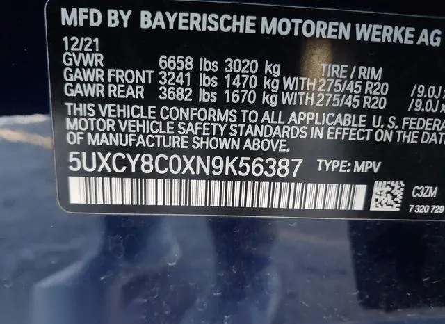 5UXCY8C0XN9K56387 2022 2022 BMW X6- M50I 9