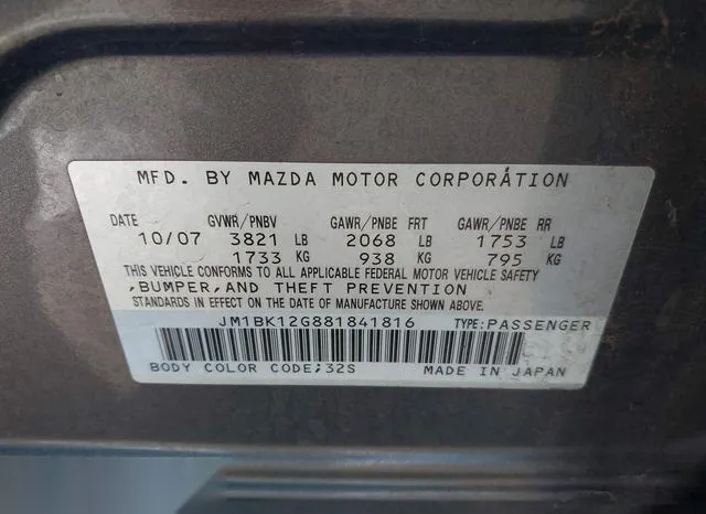 JM1BK12G881841816 2008 2008 Mazda 3- I 9