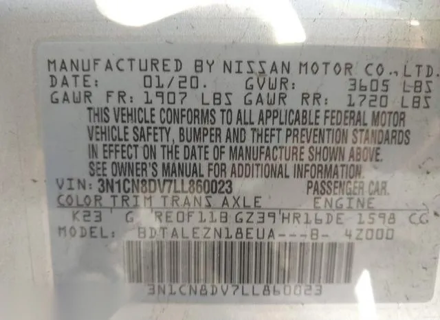 3N1CN8DV7LL860023 2020 2020 Nissan Versa- S 9