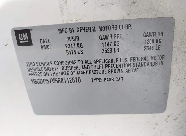 1G6DP57V580112870 2008 2008 Cadillac CTS- Standard 9