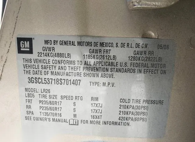 3GSCL53718S701407 2008 2008 Saturn Vue- V6 Xr 9