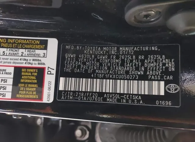 4T1BF1FKXCU050273 2012 2012 Toyota Camry- SE 9