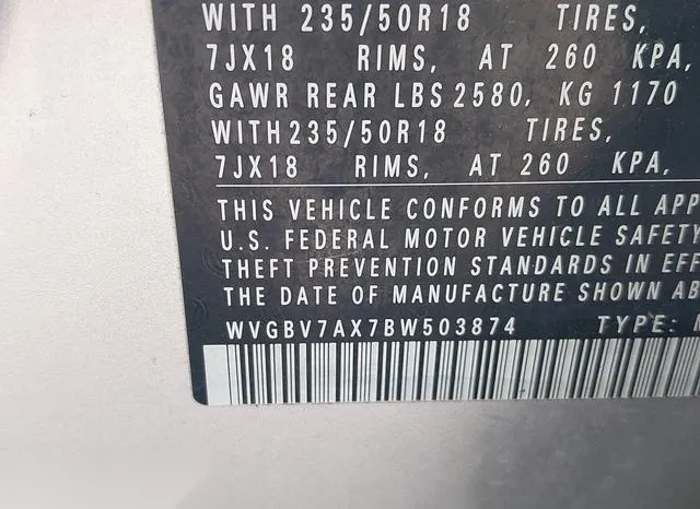 WVGBV7AX7BW503874 2011 2011 Volkswagen Tiguan- Sel 9