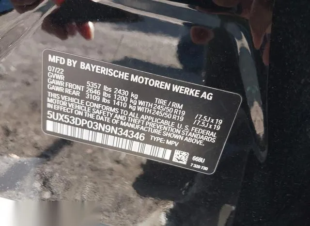 5UX53DP03N9N34346 2022 2022 BMW X3- Xdrive30I 9