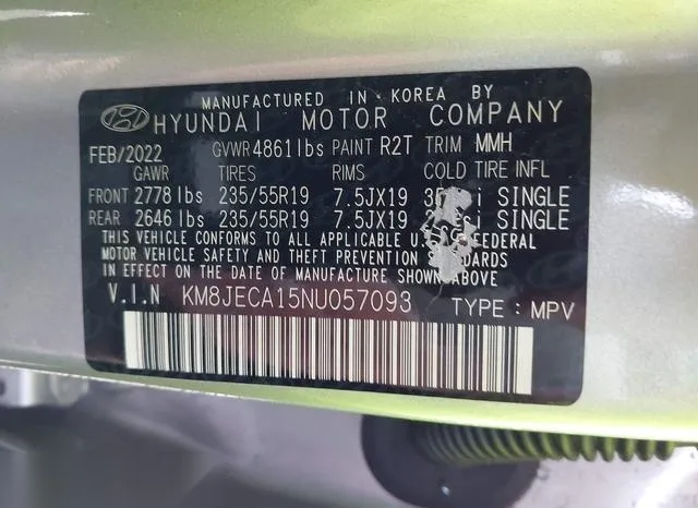 KM8JECA15NU057093 2022 2022 Hyundai Tucson- Hybrid Limited 9