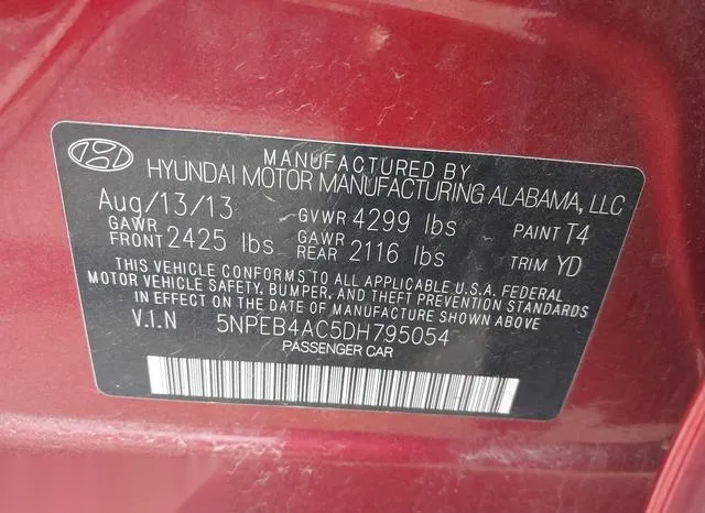 5NPEB4AC5DH795054 2013 2013 Hyundai Sonata- Gls 9