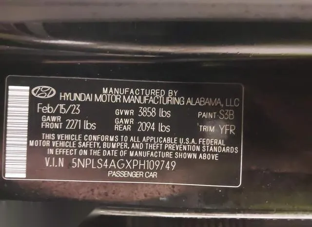 5NPLS4AGXPH109749 2023 2023 Hyundai Elantra- Sel 9