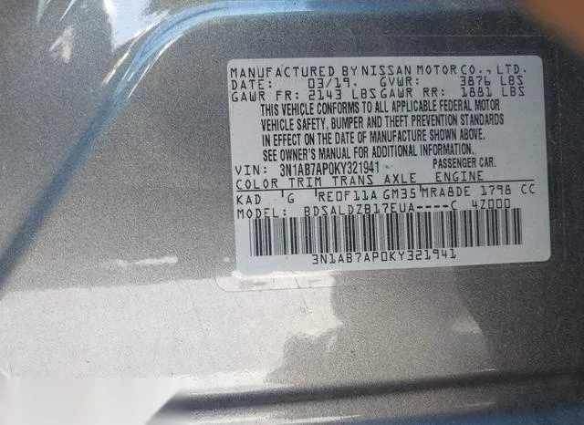 3N1AB7AP0KY321941 2019 2019 Nissan Sentra- SV 9