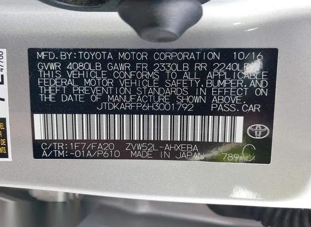 JTDKARFP6H3001792 2017 2017 Toyota Prius- Prime Plus 9