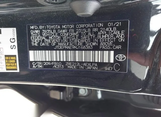 JTDEPMAE9MJ168383 2021 2021 Toyota Corolla- LE 9