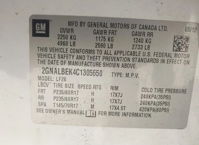 2GNALBEK4C1305650 2012 2012 Chevrolet Equinox- LS 9