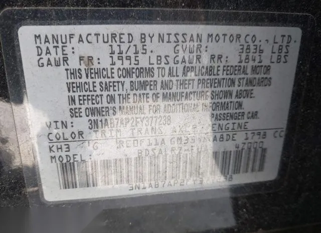 3N1AB7AP2FY377238 2015 2015 Nissan Sentra- SR 9