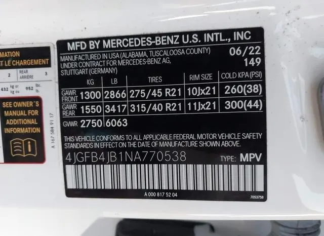 4JGFB4JB1NA770538 2022 2022 Mercedes-Benz GLE 350 9