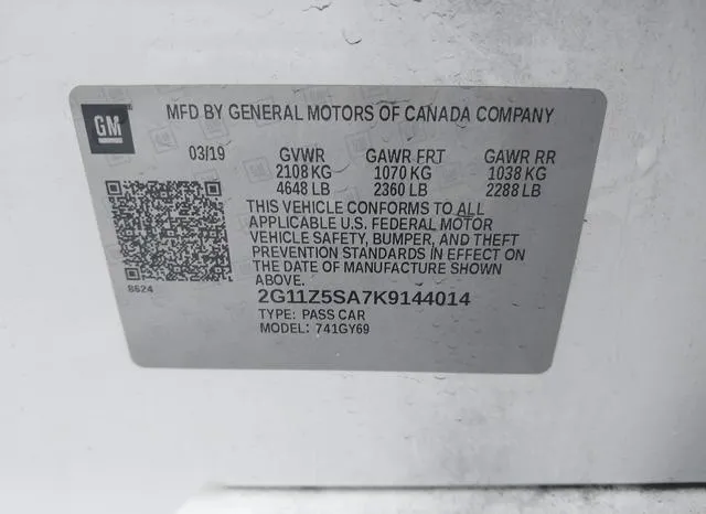 2G11Z5SA7K9144014 2019 2019 Chevrolet Impala- LT 9