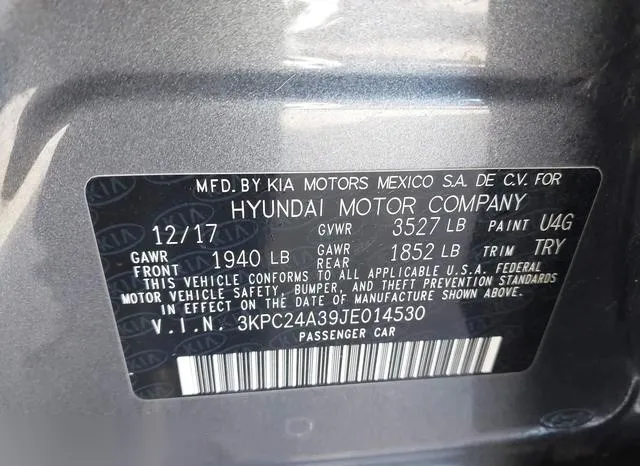 3KPC24A39JE014530 2018 2018 Hyundai Accent- SE 9