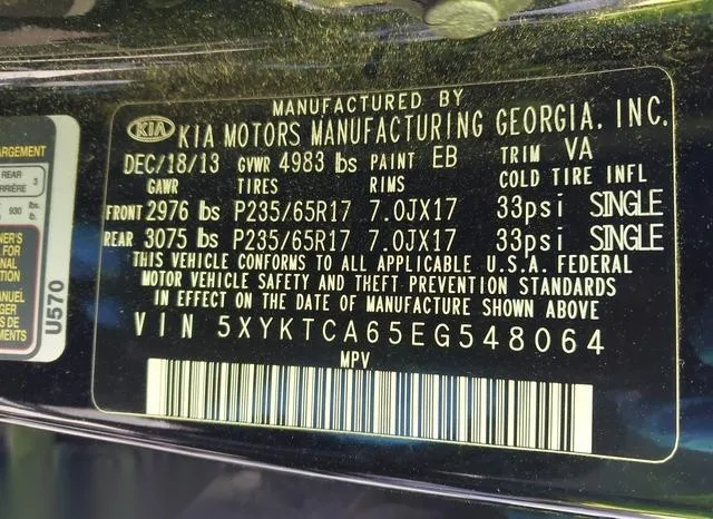 5XYKTCA65EG548064 2014 2014 KIA Sorento- LX 9