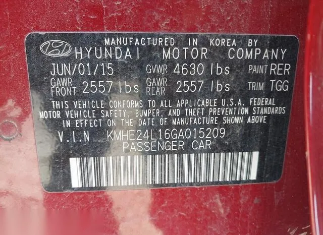 KMHE24L16GA015209 2016 2016 Hyundai Sonata- Hybrid SE 9