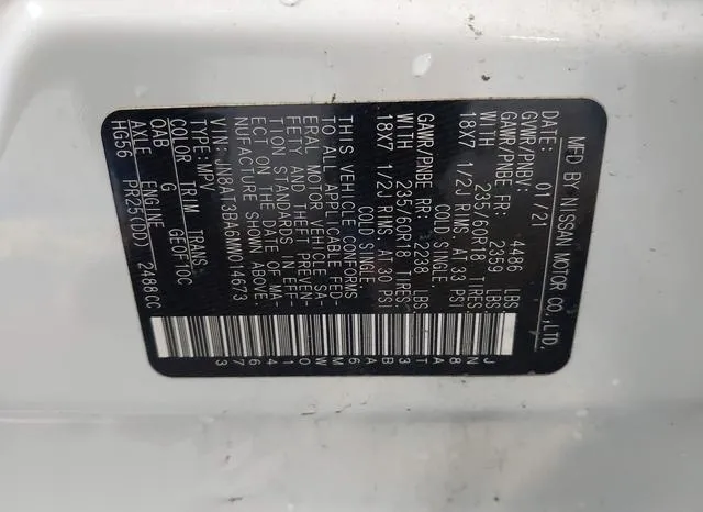 JN8AT3BA6MW014673 2021 2021 Nissan Rogue- Sv Fwd 9