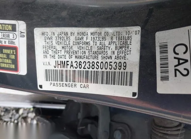 JHMFA36238S005399 2008 2008 Honda Civic- Hybrid 9