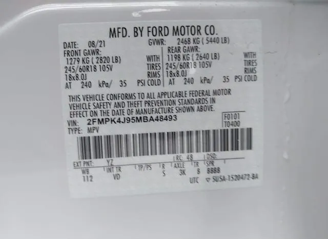 2FMPK4J95MBA48493 2021 2021 Ford Edge- Sel 9