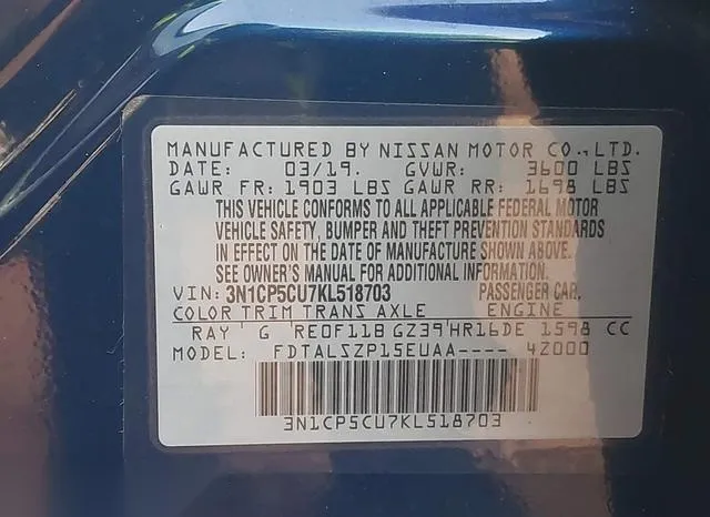 3N1CP5CU7KL518703 2019 2019 Nissan Kicks- SV 9