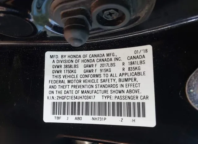 2HGFC1E54JH703417 2018 2018 Honda Civic- SI 9