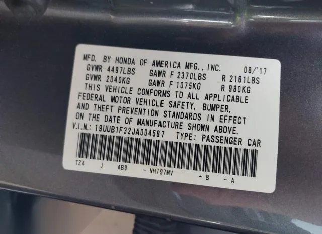 19UUB1F32JA004597 2018 2018 Acura TLX 9