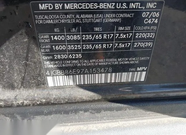 4JGBB86E97A153478 2007 2007 Mercedes-Benz ML 350- 4Matic 9