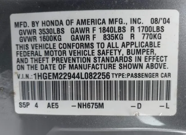 1HGEM22944L082256 2004 2004 Honda Civic- EX 9