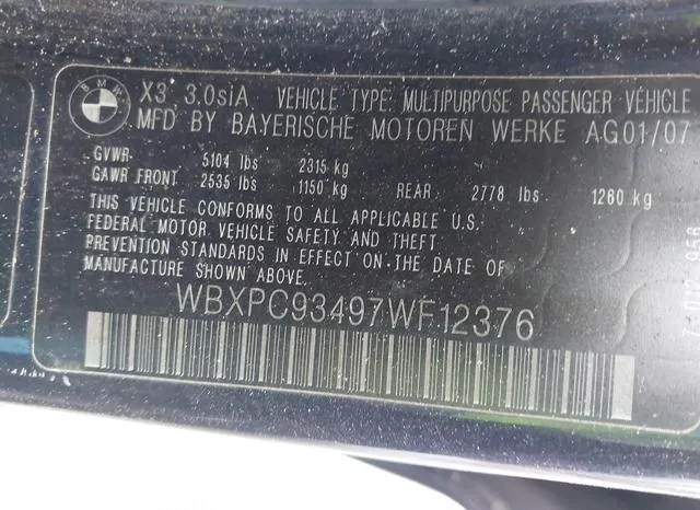 WBXPC93497WF12376 2007 2007 BMW X3- 3-0SI 9