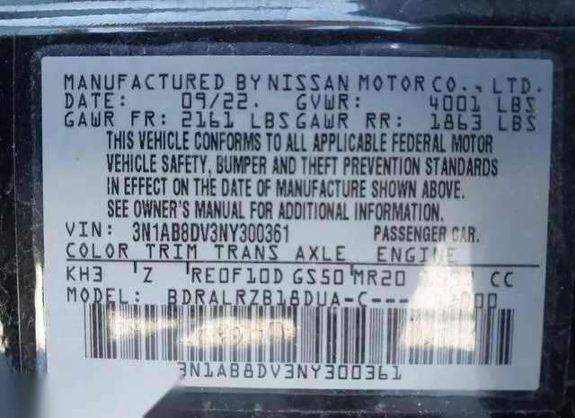 3N1AB8DV3NY300361 2022 2022 Nissan Sentra- Sr Xtronic Cvt 9