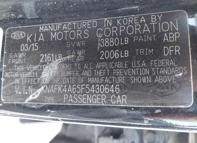 KNAFK4A65F5430646 2015 2015 KIA Forte- LX 9