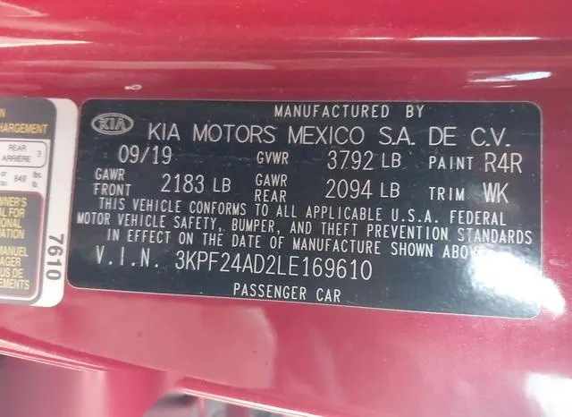 3KPF24AD2LE169610 2020 2020 KIA Forte- Lxs 9