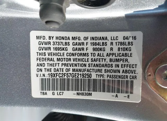 19XFC2F57GE219250 2016 2016 Honda Civic- LX 9