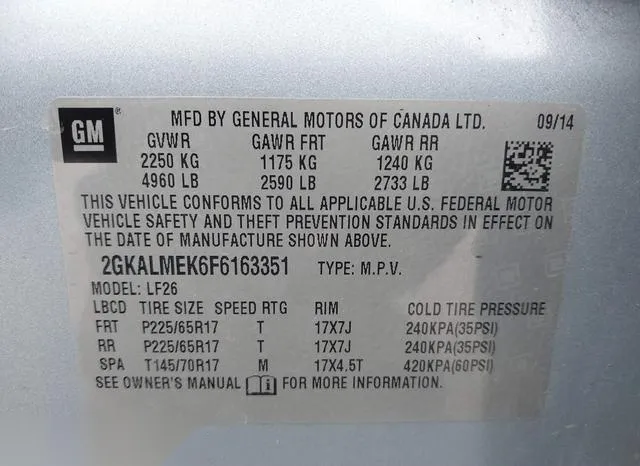 2GKALMEK6F6163351 2015 2015 GMC Terrain- Sle-1 9