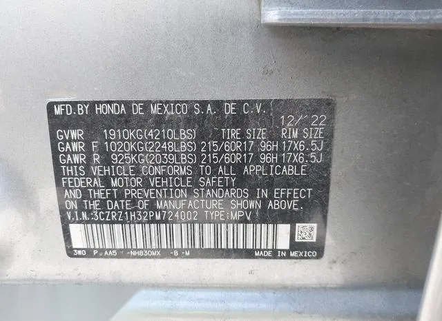 3CZRZ1H32PM724002 2023 2023 Honda HR-V- 2Wd Lx 9