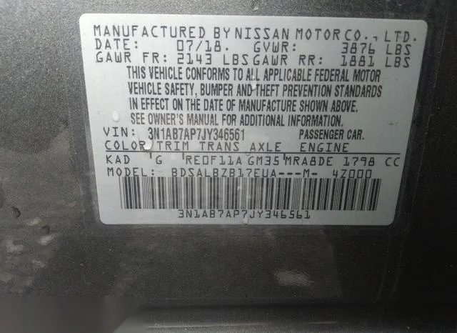 3N1AB7AP7JY346561 2018 2018 Nissan Sentra- S 9