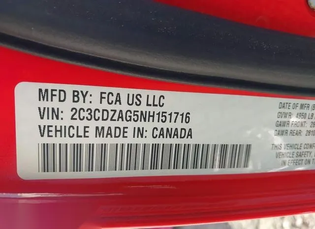 2C3CDZAG5NH151716 2022 2022 Dodge Challenger- Sxt 9